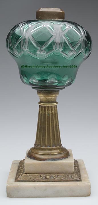 CUT OVERLAY GEOMETRIC STAND LAMP, kerosene period