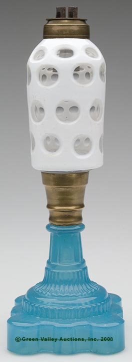 CUT OVERLAY PUNTY PEG LAMP, whale oil/fluid perio