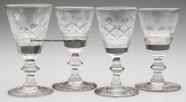 VARIOUS CUT WINE GLASSES, LOT OF FOUR, colorless,