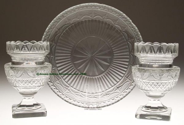 BLOWN AND CUT ARTICLES, LOT OF THREE, colorless s