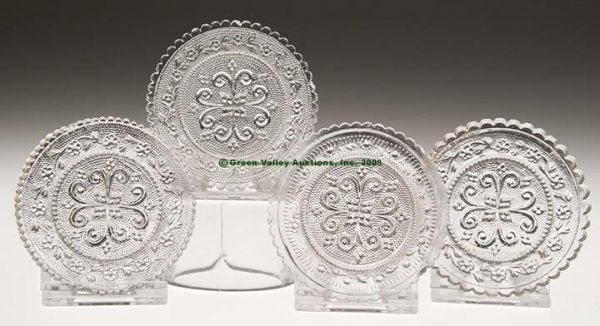LACY TOY PLATES, LOT OF FOUR, colorless, each wi