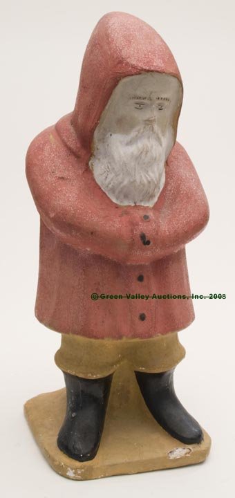 PAINTED AND MOLDED CHALK SANTA CLAUS FIGURE, hol