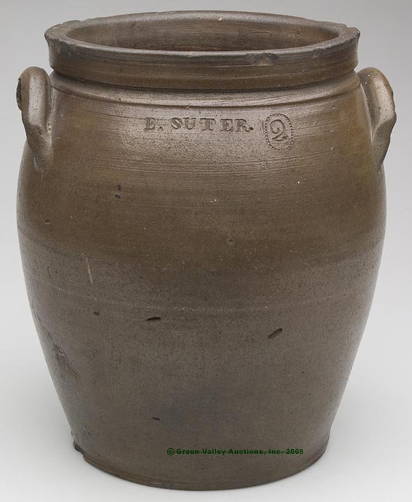 STAMPED "E. SUTER.", ROCKINGHAM CO., VA SALT-GLAZED