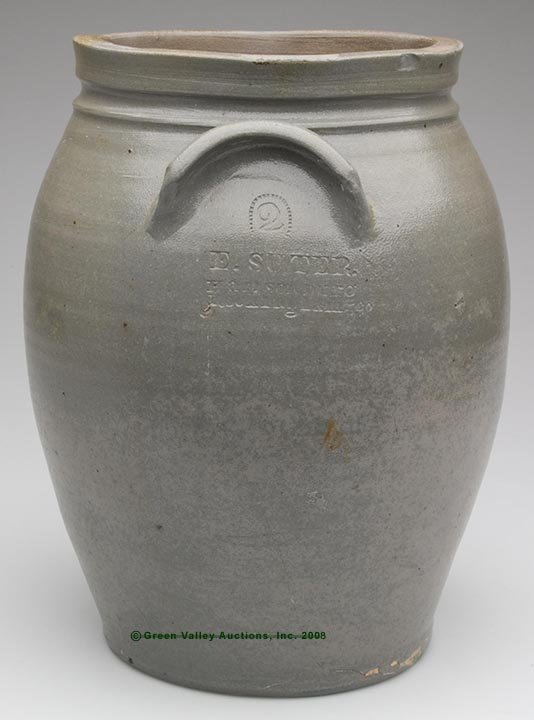 STAMPED E. SUTER, ROCKINGHAM CO., VA SALT-GLAZED STO