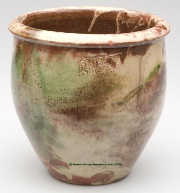 STAMPED "S.BELL & SON / STRASBURG" POLYCHROME-GLAZE