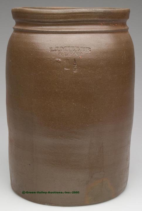 STAMPED "E.J.MILLER / ALEXA" VA SALT-GLAZED STONEWA