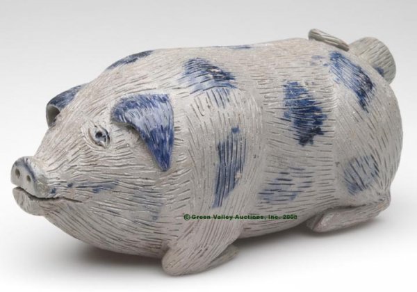 PENNSYLVANIA DECORATED SALT-GLAZED STONEWARE PIG-FO