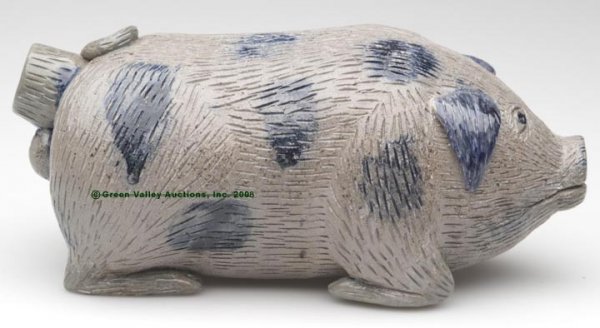 PENNSYLVANIA DECORATED SALT-GLAZED STONEWARE PIG-FO - 2