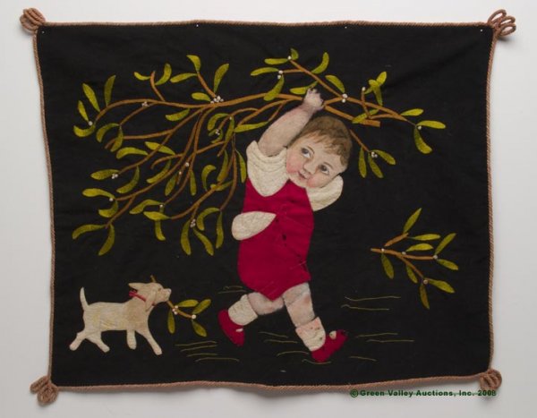 AMERICAN DECORATED FABRIC PICTORIAL PILLOW COVER,