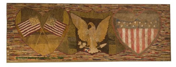 IMPORTANT OVER-SIZED AMERICAN PATRIOTIC HOOKED RUG