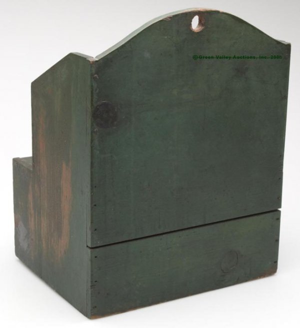AMERICAN PAINT DECORATED PINE STEP-BACK WALL BOX, - 2