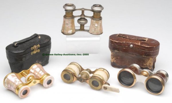 FOUR PAIRS OF OPERA GLASSES, including a fine moth