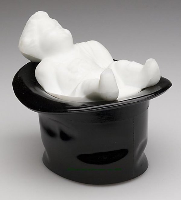 BABY IN TOP HAT MATCH HOLDER, baby is opaque white
