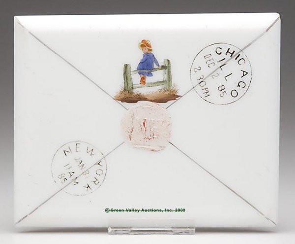 ENVELOPE TILE, opaque white/milk glass, faux seali