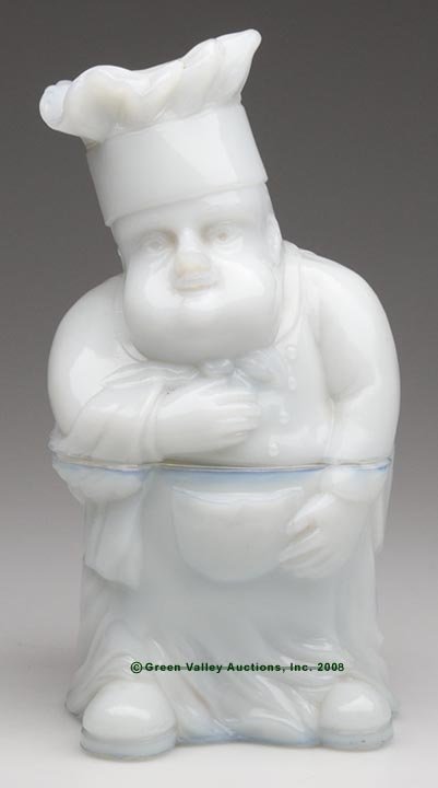 FRENCH CHEF COVERED JAR, opaque white/milk glass s
