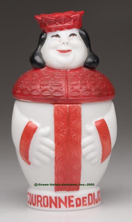 OLD KING COLE MUSTARD JAR, opaque white/milk glass