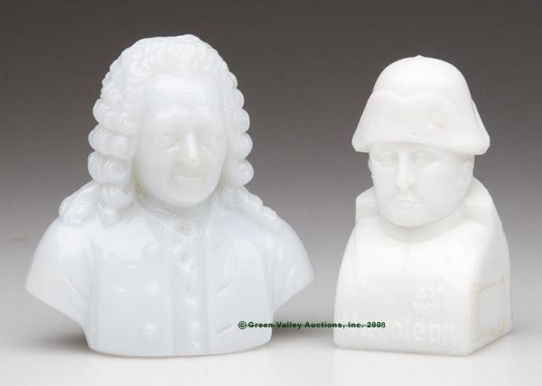 HISTORICAL BUSTS, LOT OF TWO, opaque white/milk gl