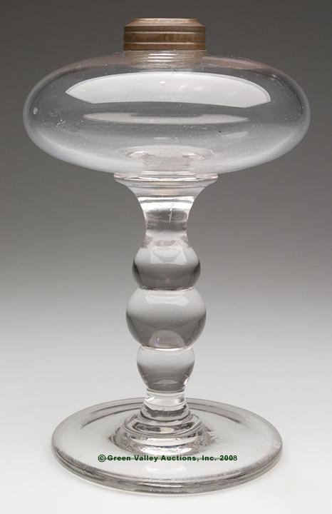 FREE-BLOWN STAND LAMP, colorless, compressed globul