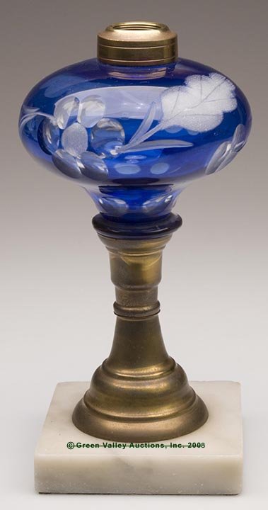 CUT OVERLAY FOLIATE STAND LAMP, cobalt blue cut to - 2