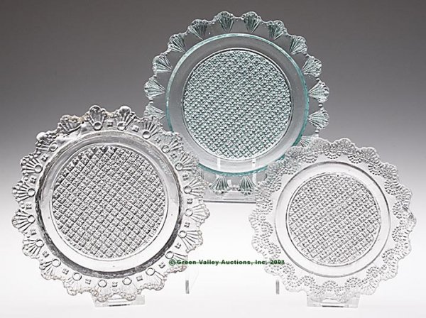 PRE-LACY DIAMOND CHECK PLATES, LOT OF THREE, one a