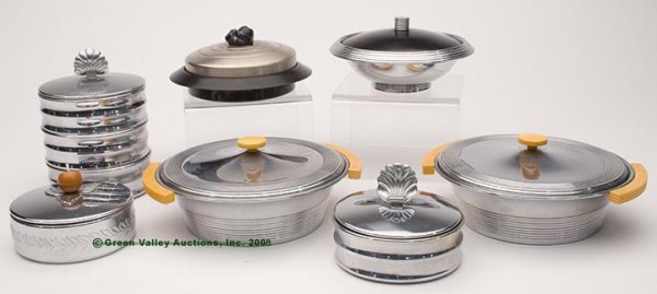 CHASE ART DECO CHROMIUM VARIOUS CONTAINERS, LOT OF
