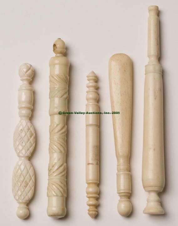 BONE / IVORY NEEDLE CASES, LOT OF FIVE