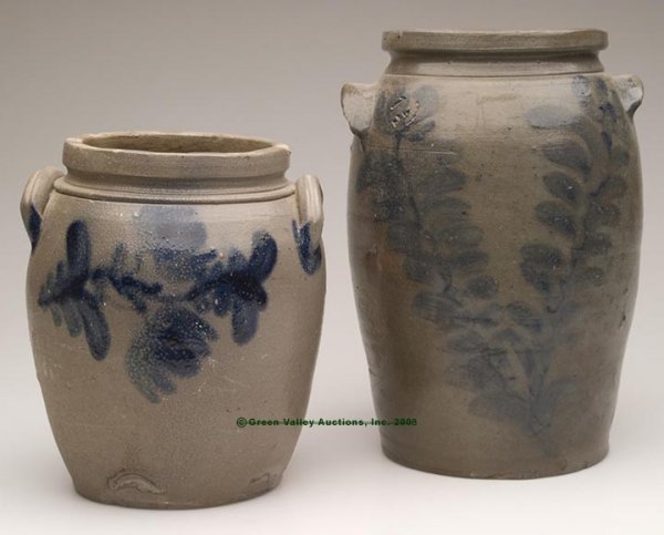 MID-ATLANTIC DECORATED SALT-GLAZED STONEWARE JARS