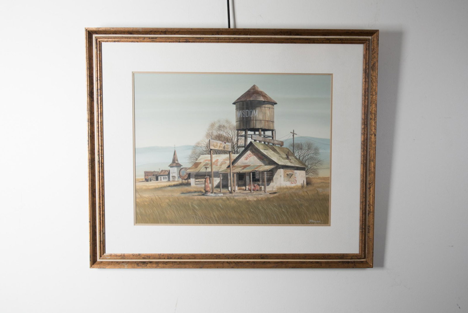 Rick Brogan "Wisdom General Store", Watercolor on Paper: Rick Brogan; Marked on verso "Wisdom General Store, Wisdom, Montana", "October 74"; Watercolor on Paper; Signed in the lower right corner "Brogan"; Visible area measures H 16 1/2inches x W 21 1/2 inch