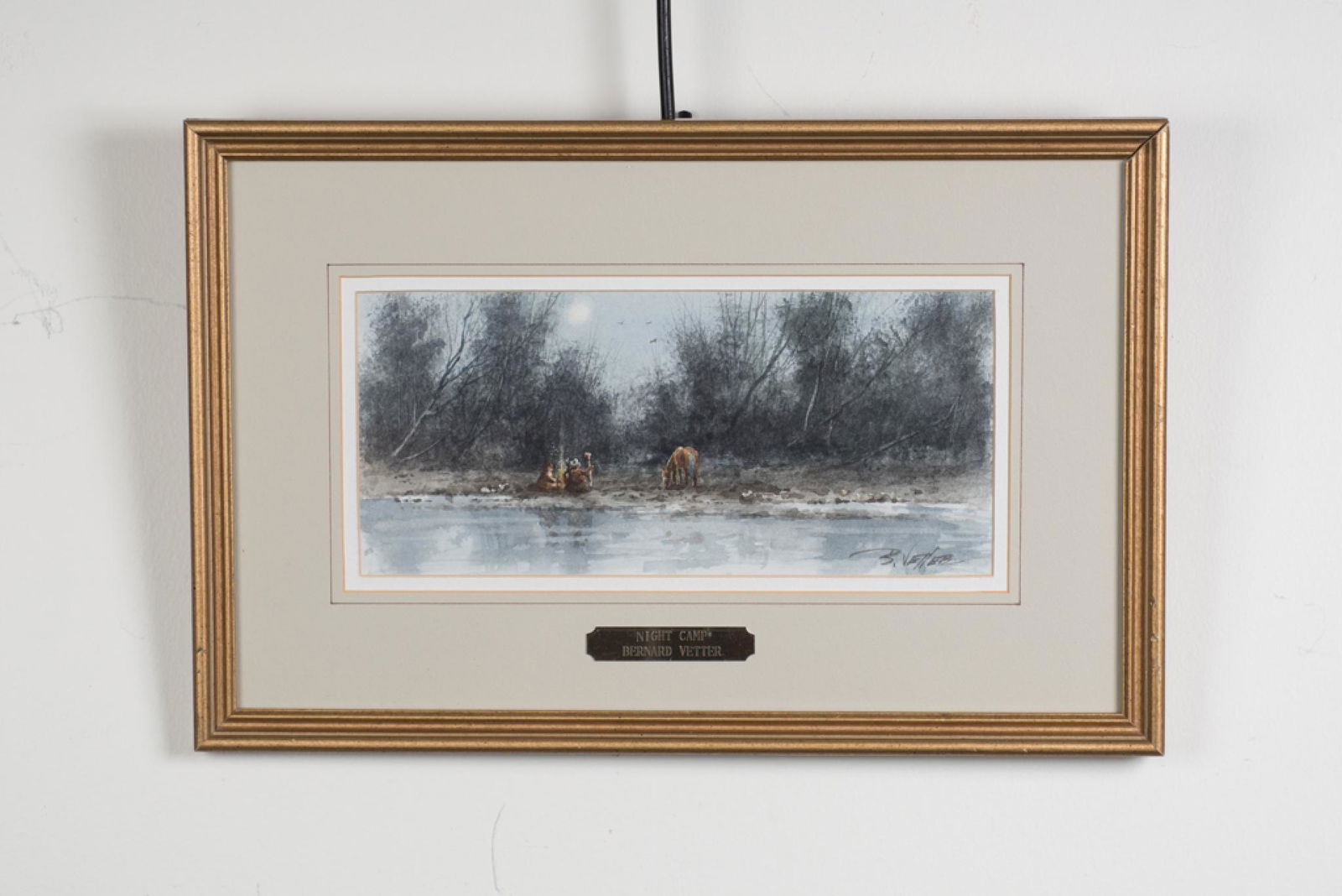 Bernard Vetter,  "Night Camp", Watercolor (1 of 3)