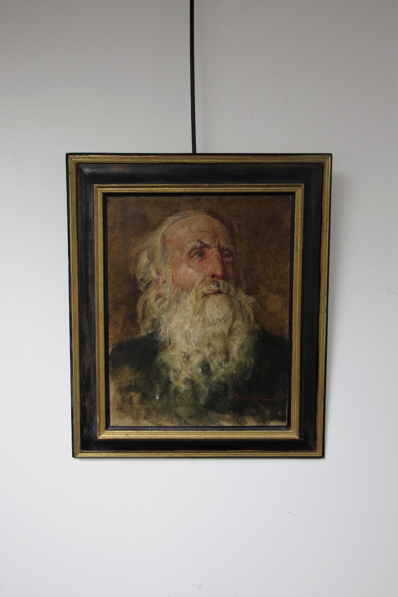 Frank W. W. Topham, Oil on Masonite: Frank William Warwick Topham; Oil on Masonite; Untitled; Signed and dated in the lower right corner "Frank W. W. Topham", "1898"; Description on verso; Visible area measures H 13 inches x W 10 1/8 inc