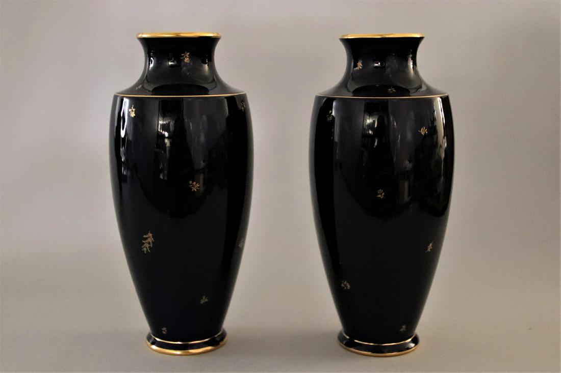 Sevres, "Cobalt Blue", Pair of Vases: Sevres, "Cobalt Blue"; Pair of Vases; Signed and dated on the bottom "JD", "1-68"; Measuring approximately H 10 inches x W 4 1/2 inches; 2 1/2 inches in diameter at mouth. See photos