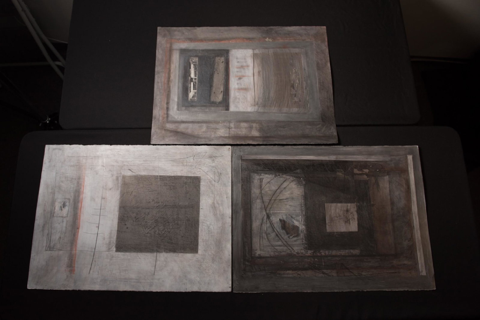 Michael Berman, "Icarus", "Thelonius I", "Still Life",: Michael Berman; "Icarus"; "Thelonius I"; "Still Life"; Mixed media on paper; 1986; Signature on verso; Visible area measures approximately H 30 inches x W 22 inches. See photos