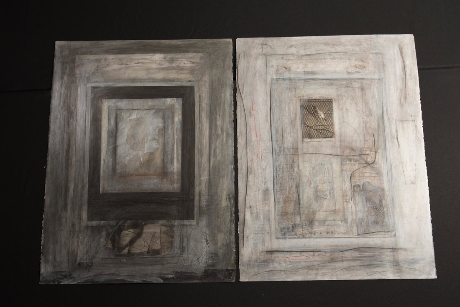 Michael Berman, "Black Rectangle", "White" Mixed Media: Michael Berman; "Black Rectangle"; "White"; mixed media on paper; 1986 Signature on verso; Visible area measures approximately H 30 inches x 17 inches. See photos