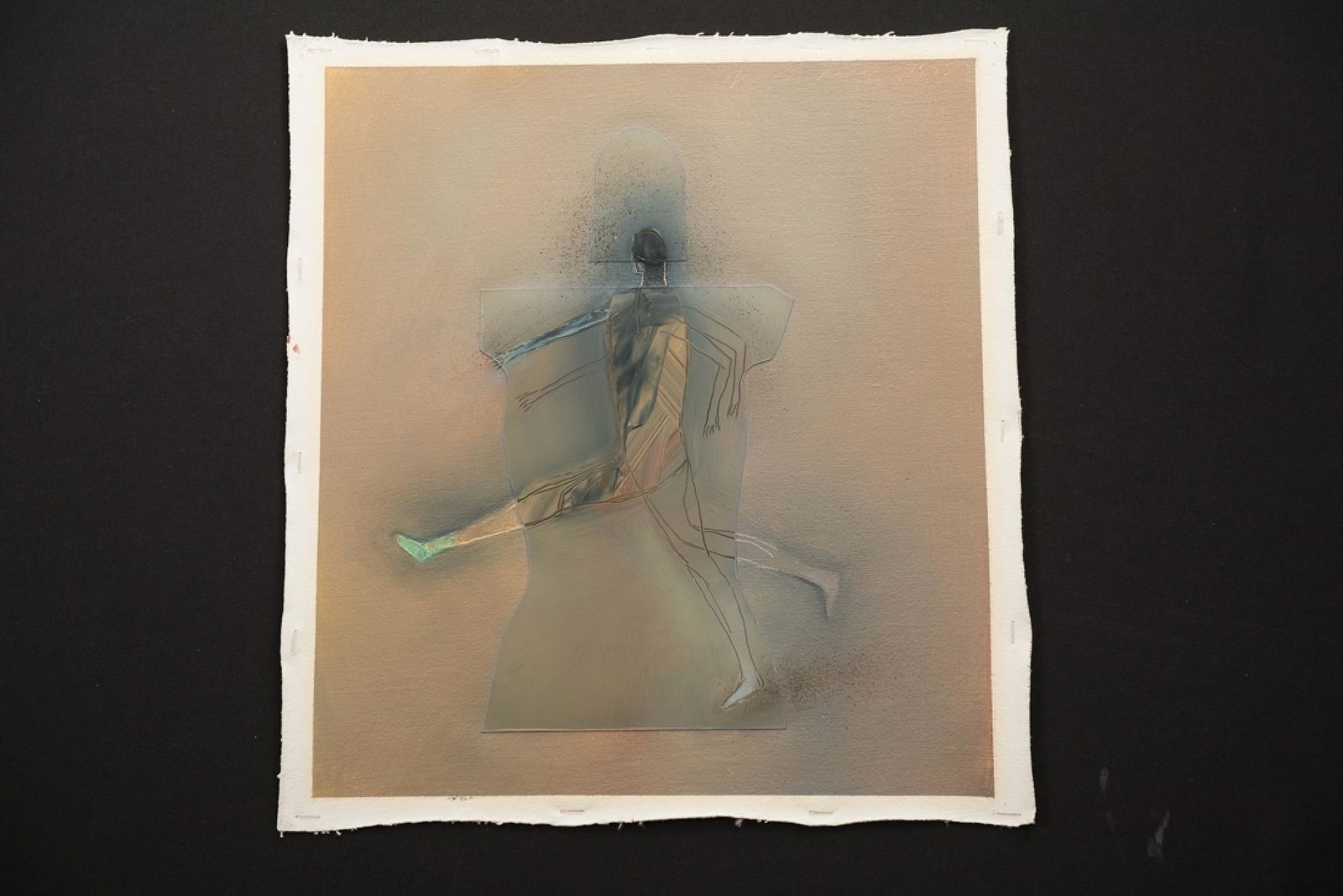 Holly Roberts, "Man Running and Jumping", Oil and (1 of 2)