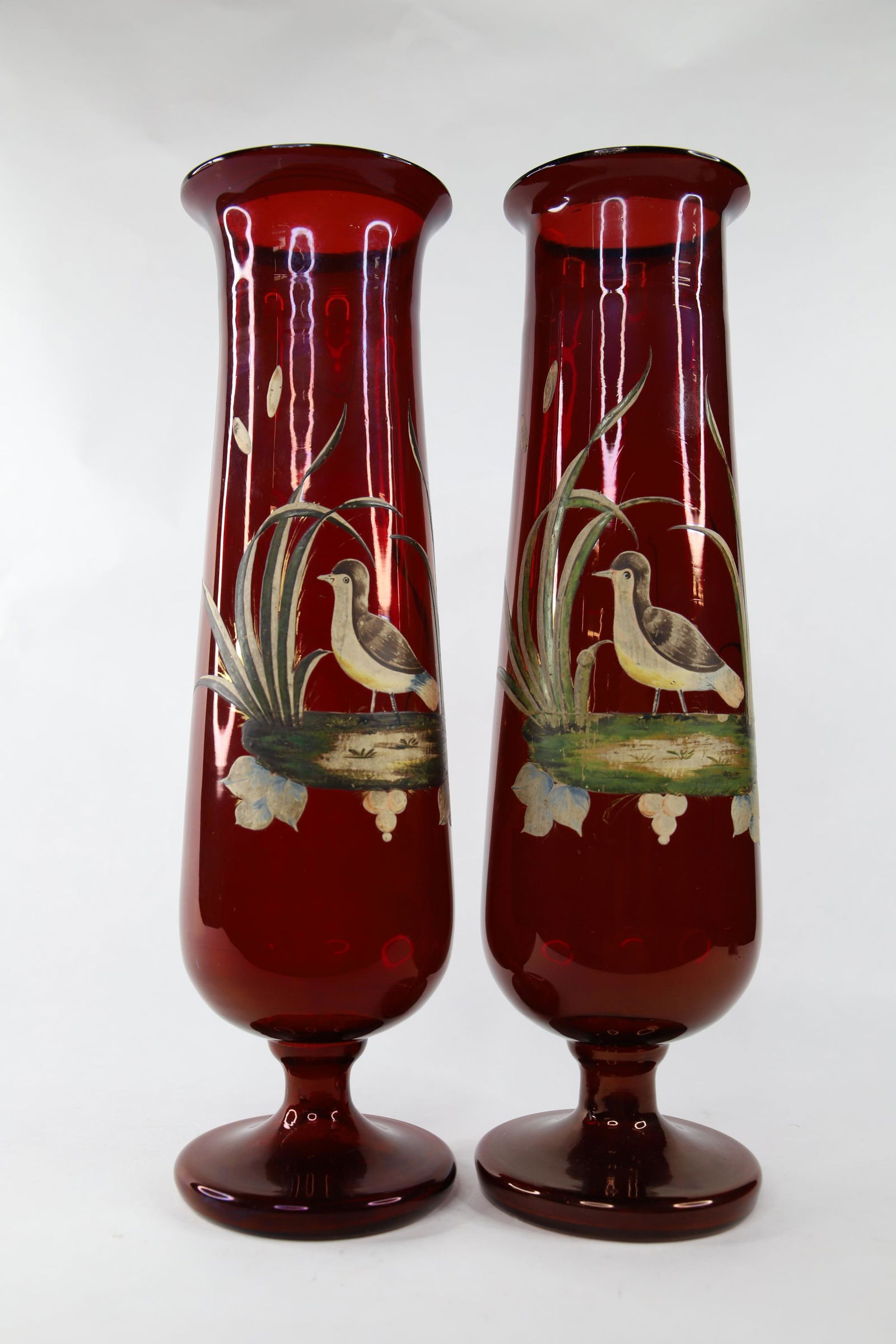 Pair of Ruby Glass Vases (1 of 4)
