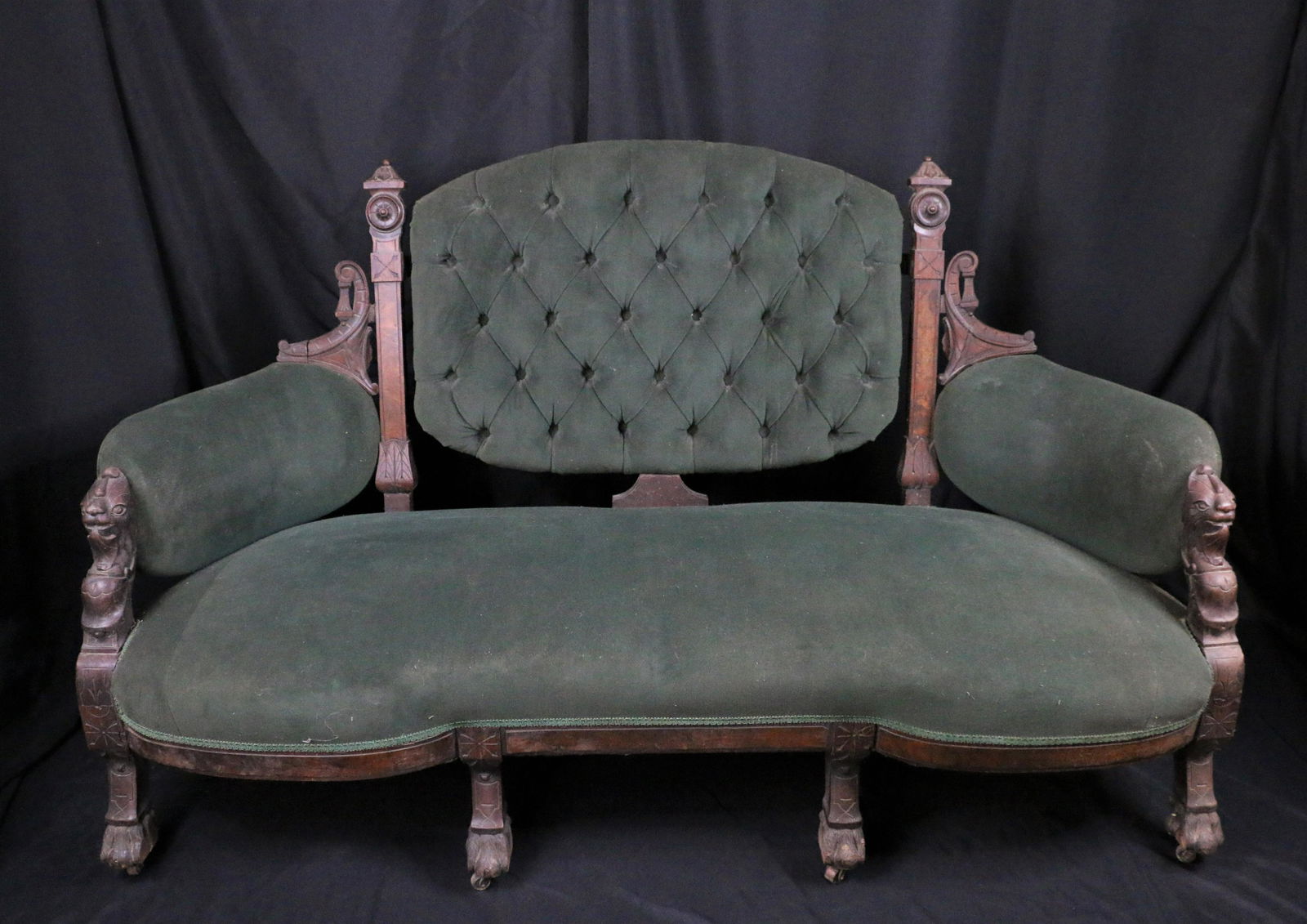 Post-Victorian Era,  Asian, Carved Wood Settee (1 of 9)