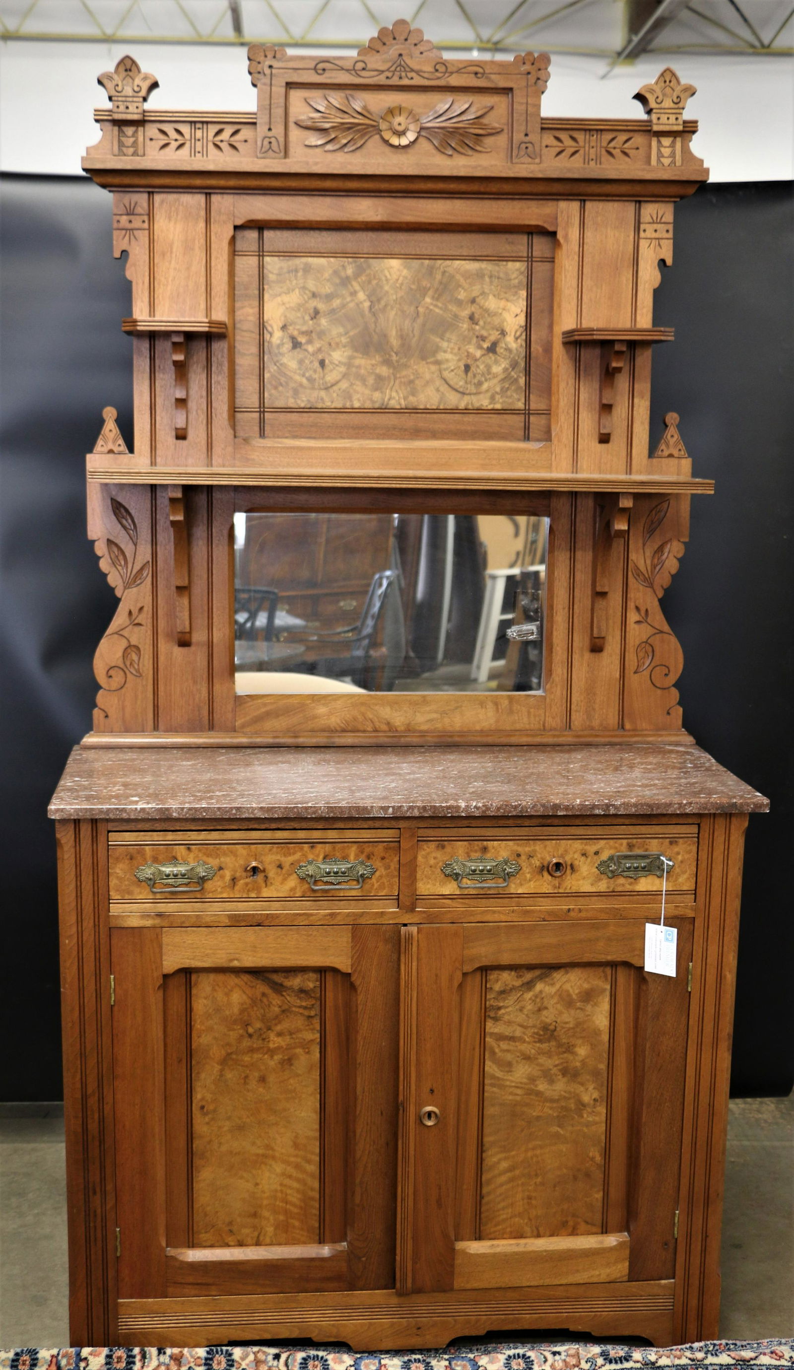 Marble Topped Mirrored Buffet / Sideboard (1 of 8)