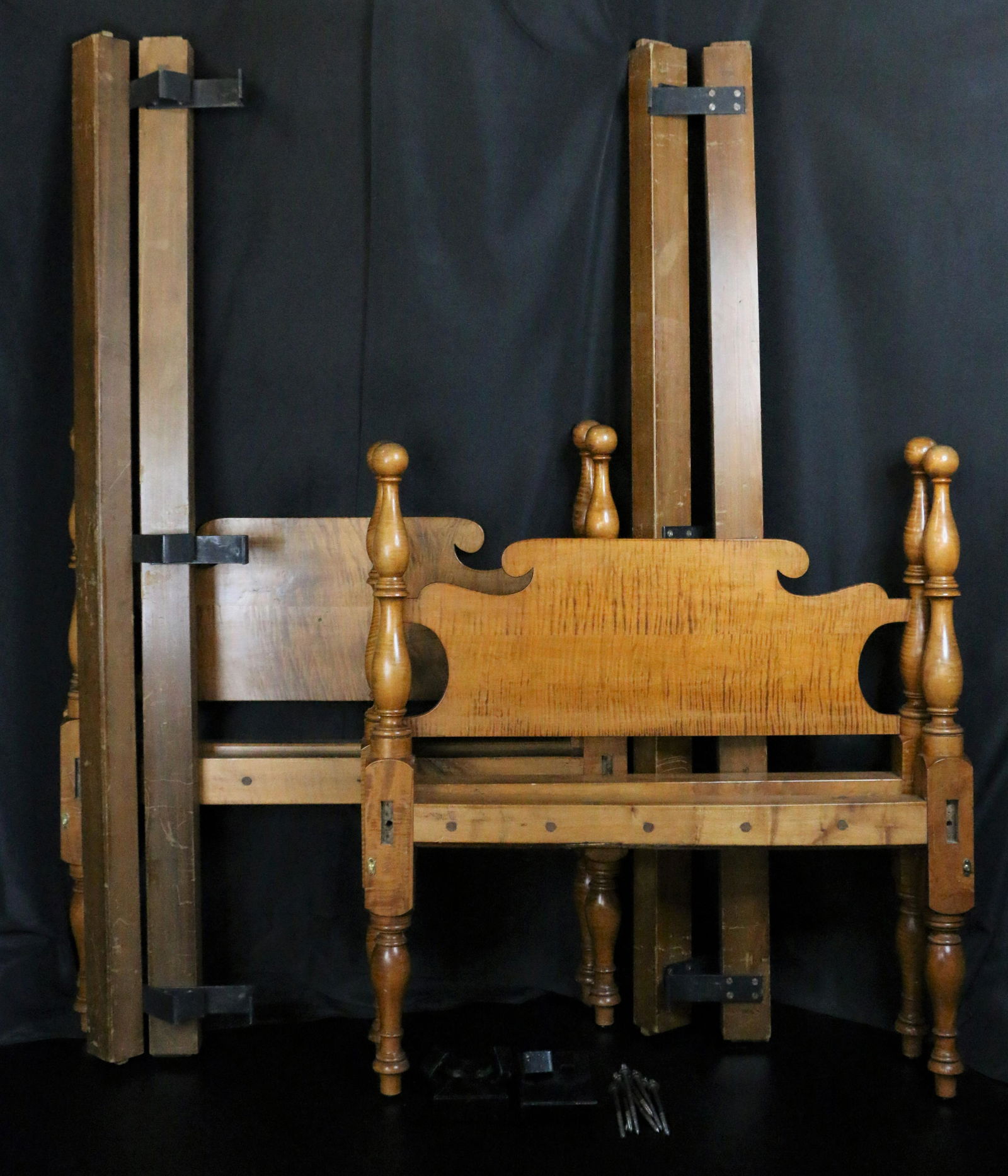 Set of Twin Beds, Tiger Maple (1 of 11)