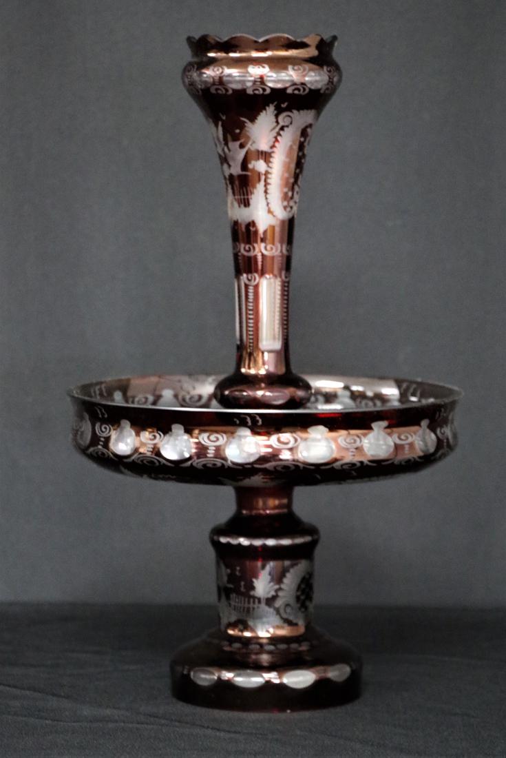 Cut to Clear Ruby Glass Epergne (1 of 7)
