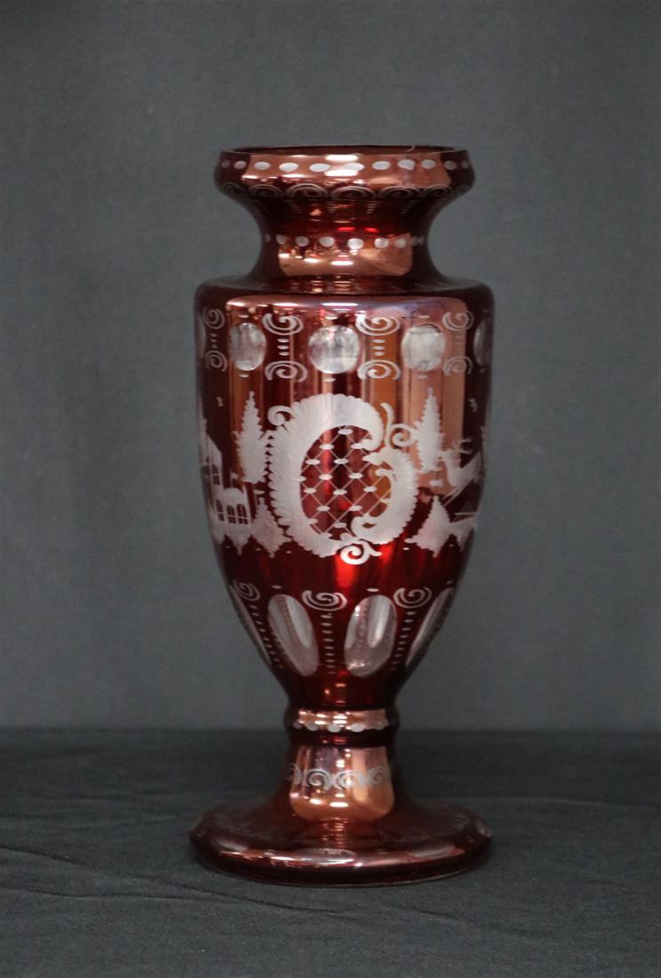 Cut to Clear Ruby Glass Vase (1 of 3)