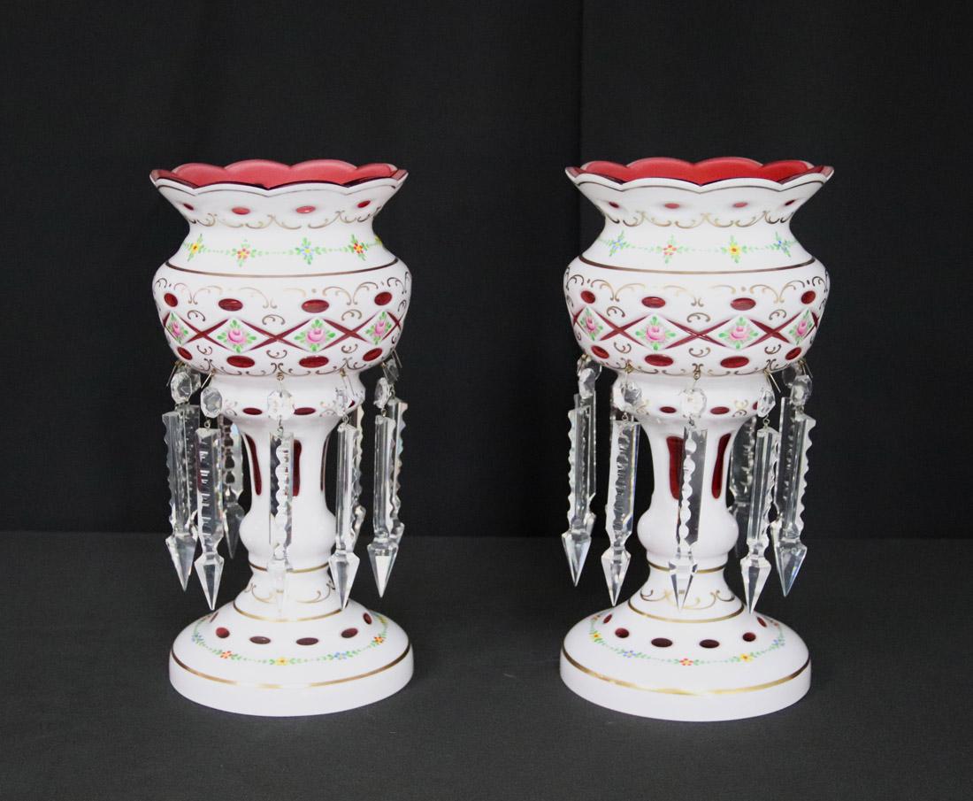 Pair of Glass Lusters with Prisms (1 of 8)