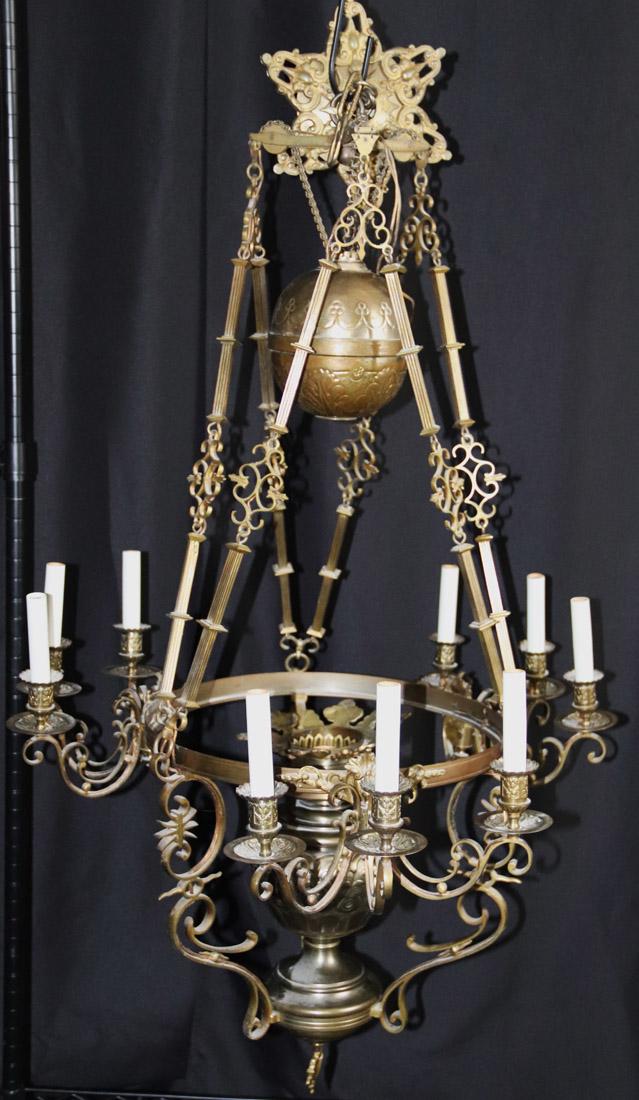 Antique Brass Kerosene Lamp Chandelier (1 of 11)