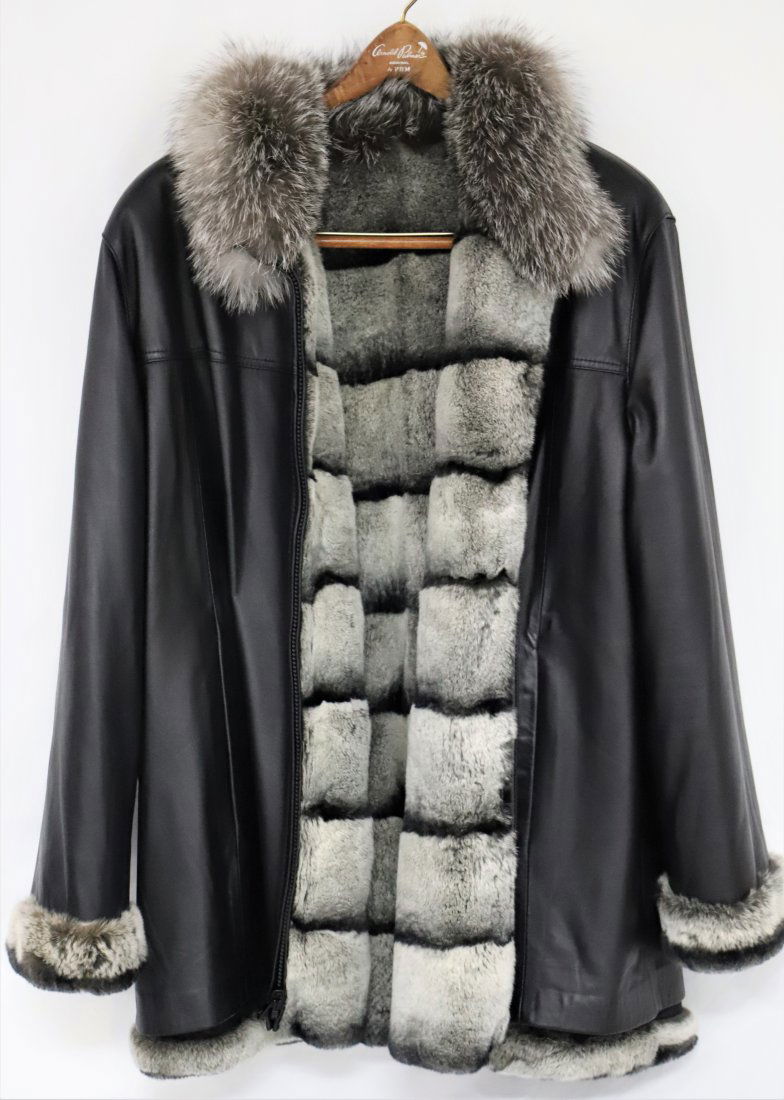 Leather and Chinchilla Fur Coat (1 of 7)