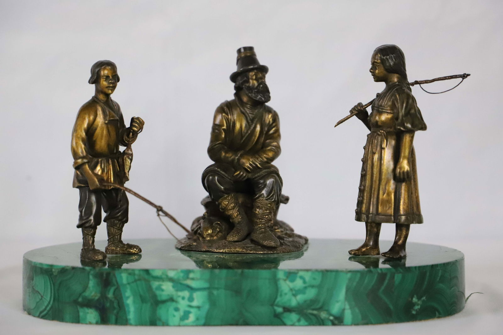 Bronze Statue, Malachite Base (1 of 6)