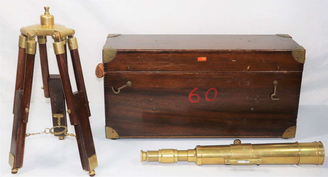 Vintage Telescope, Tripod, Surveying Box (1 of 5)