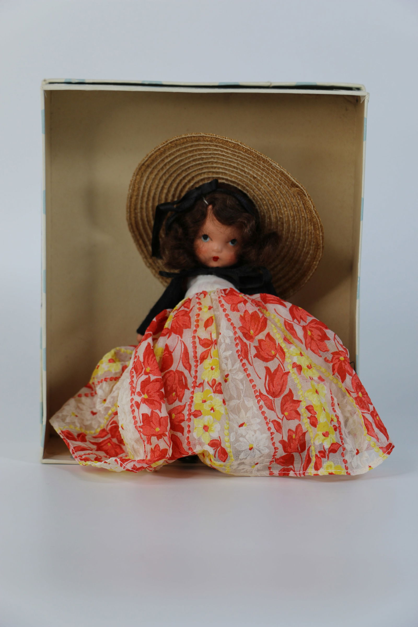 Nancy Ann Storybook Doll: American Girl Series "Southern Belle"; Number 57; Jointed, bisque with painted face; Measures approximately H 5 inches; No guarantee doll is in correct box. See photos
