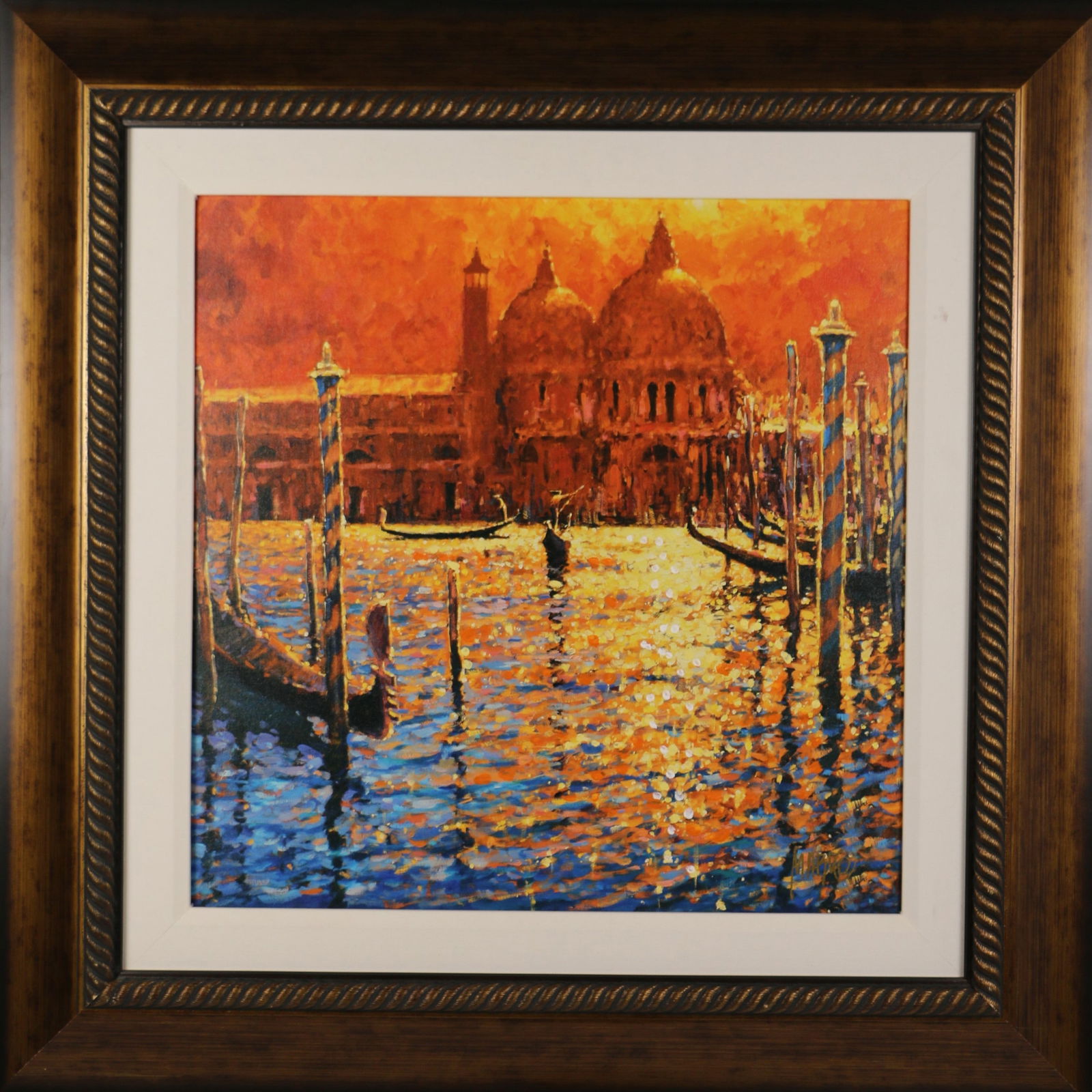 Marko, Oil on Canvas Print: Framed print signed possibly "Marko" on the bottom right corner; It is titled "Golden Afternoon"; On the back of the canvas it is numbered 48/240; Visual area measures approximately H 19 1/4 x W 19 1/