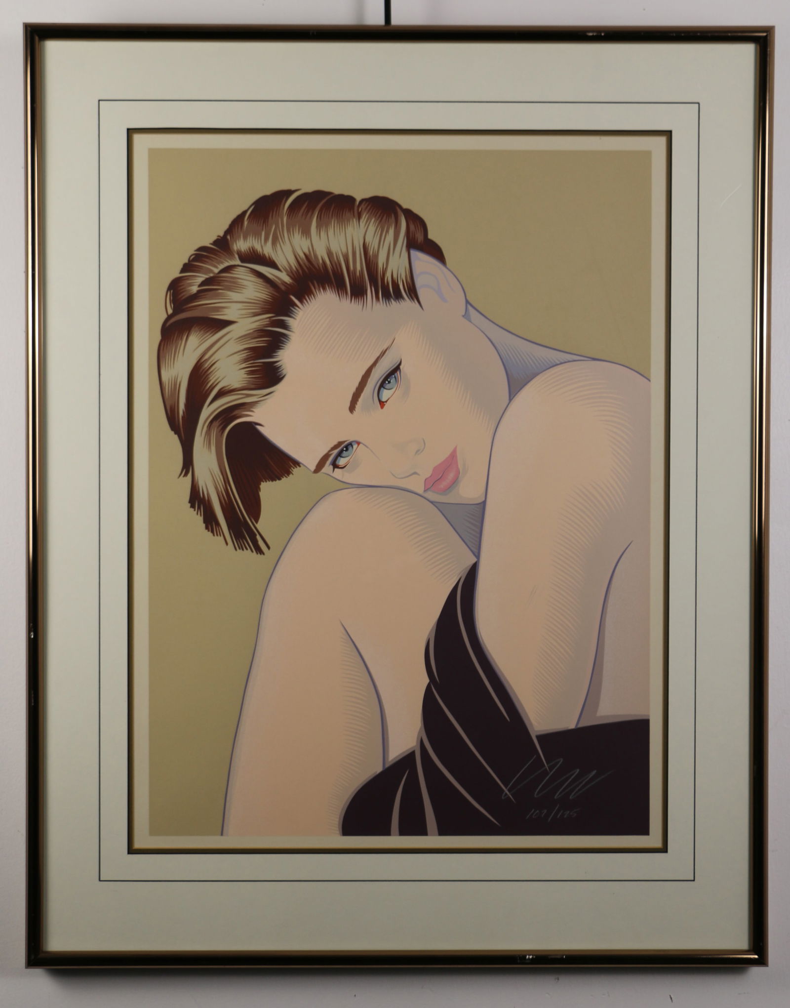 Robert Blue, Signed Serigraph: Titled "Michelle"; Artist signed lower right corner and numbered 107/125; Visual area measures approximately H 24 x W 17 3/4 inches; Frame measures approximately H 34 x W 26 1/2 x D 1 1/2 inches; Spec
