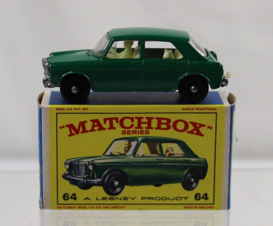 Lesney, Matchbox Car: MG 1100 Matchbox, by Lesney with original box; Box measures approximately H 1 x W 2 1/2 x D 1 1/2 inches; No damage observed. See photos. Pick up in Denver, CO