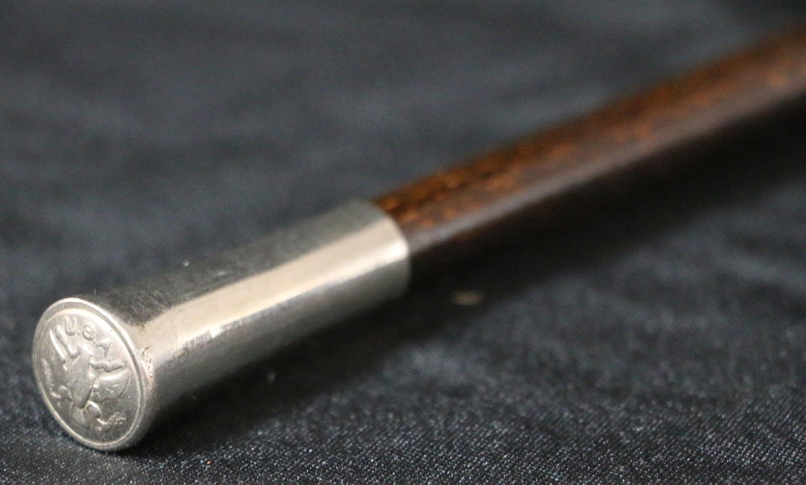 US Military, Riding Crop: Wood shaft, silver-toned handle, possibly unmarked sterling; Measures approximately H 24 inches; Wear commensurate with age. See photos. Pick up in Denver, CO